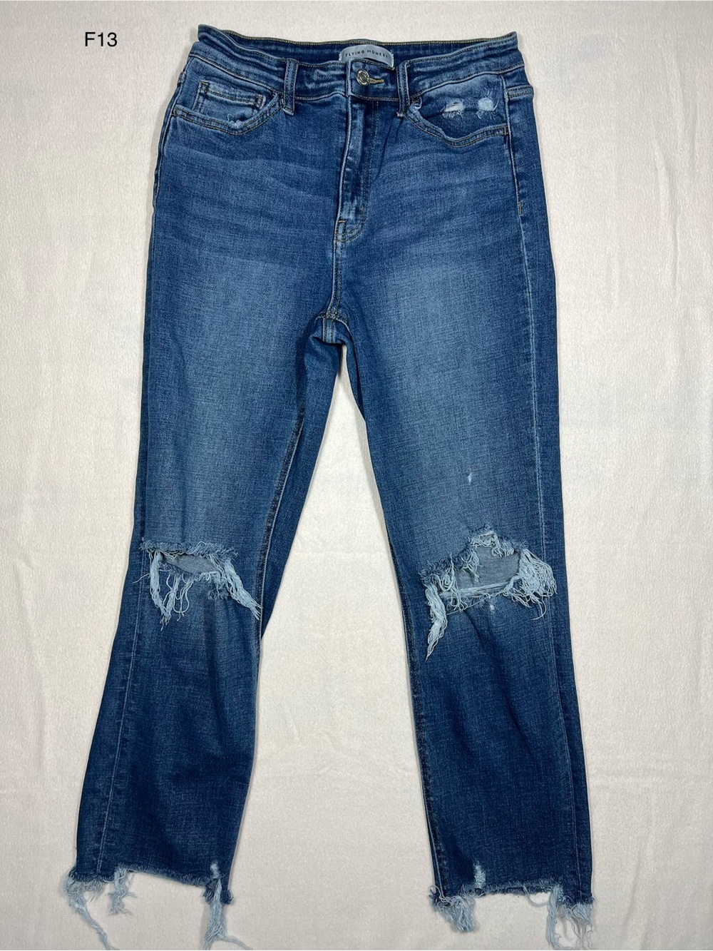 Flying Monkey Distressed Dark Blue Boyfriend Jeans